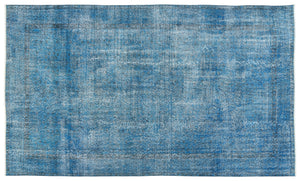 Turquoise  Over Dyed Vintage Rug 5'5'' x 9'3'' ft 165 x 283 cm