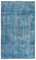 Turquoise  Over Dyed Vintage Rug 5'5'' x 9'3'' ft 165 x 283 cm