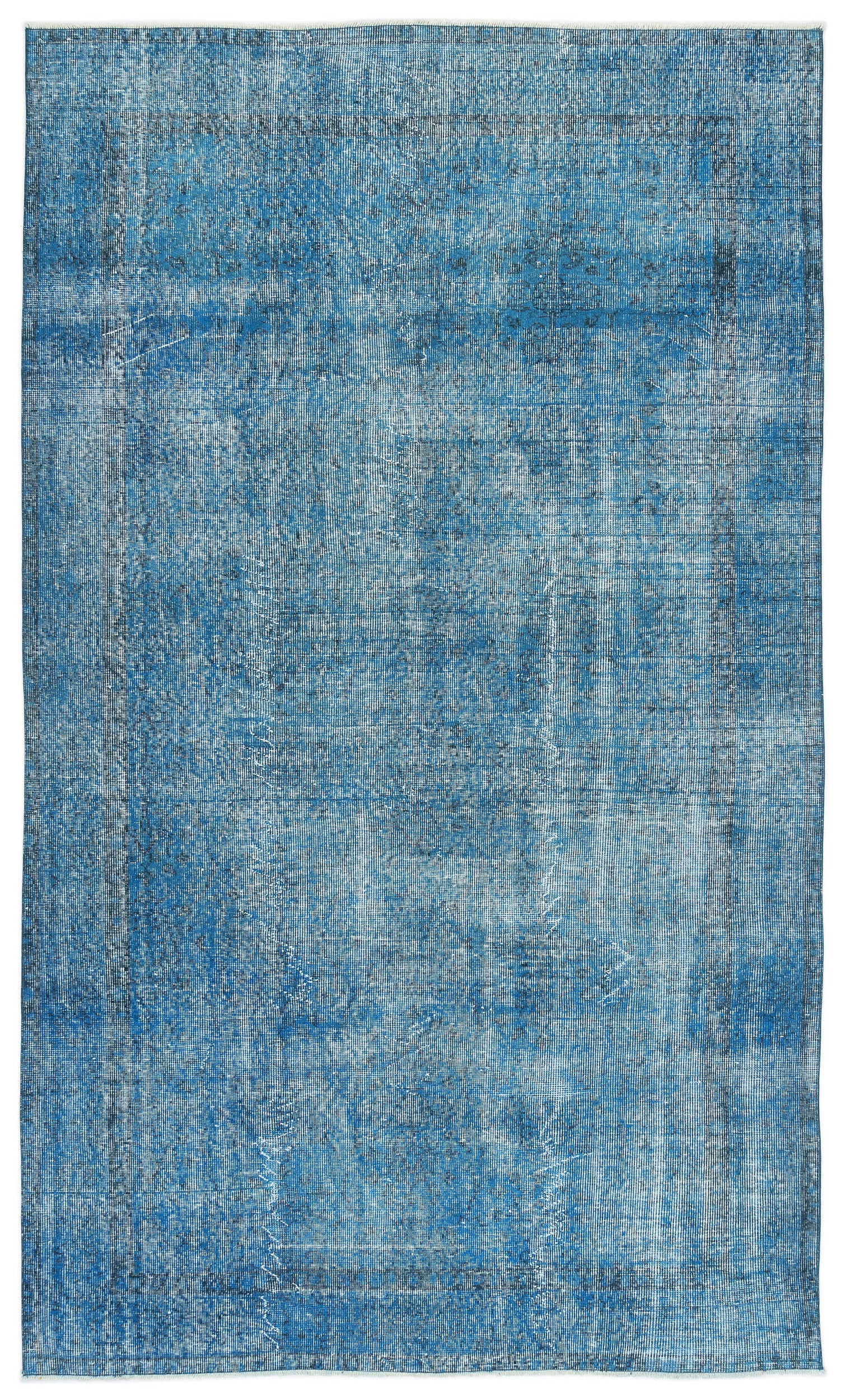 Turquoise  Over Dyed Vintage Rug 5'5'' x 9'3'' ft 165 x 283 cm