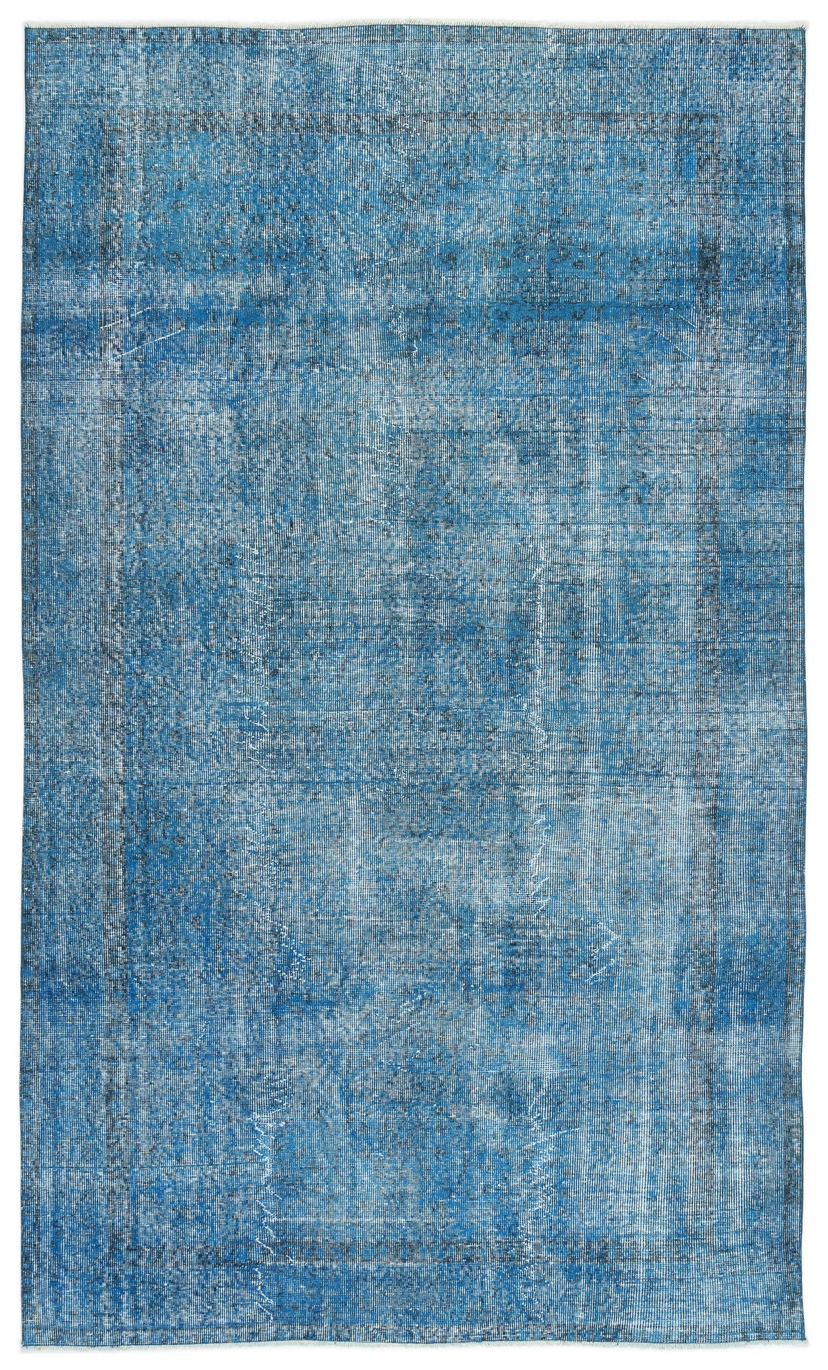 Turquoise  Over Dyed Vintage Rug 5&#39;5&#39;&#39; x 9&#39;3&#39;&#39; ft 165 x 283 cm