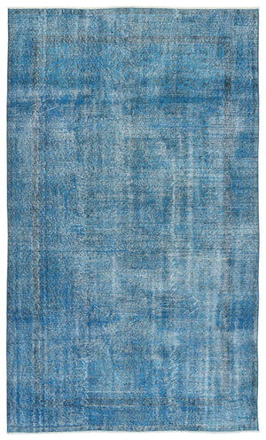 Turquoise  Over Dyed Vintage Rug 5'5'' x 9'3'' ft 165 x 283 cm