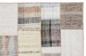 Striped Over Dyed Kilim Patchwork Unique Rug 5'3'' x 7'7'' ft 160 x 230 cm