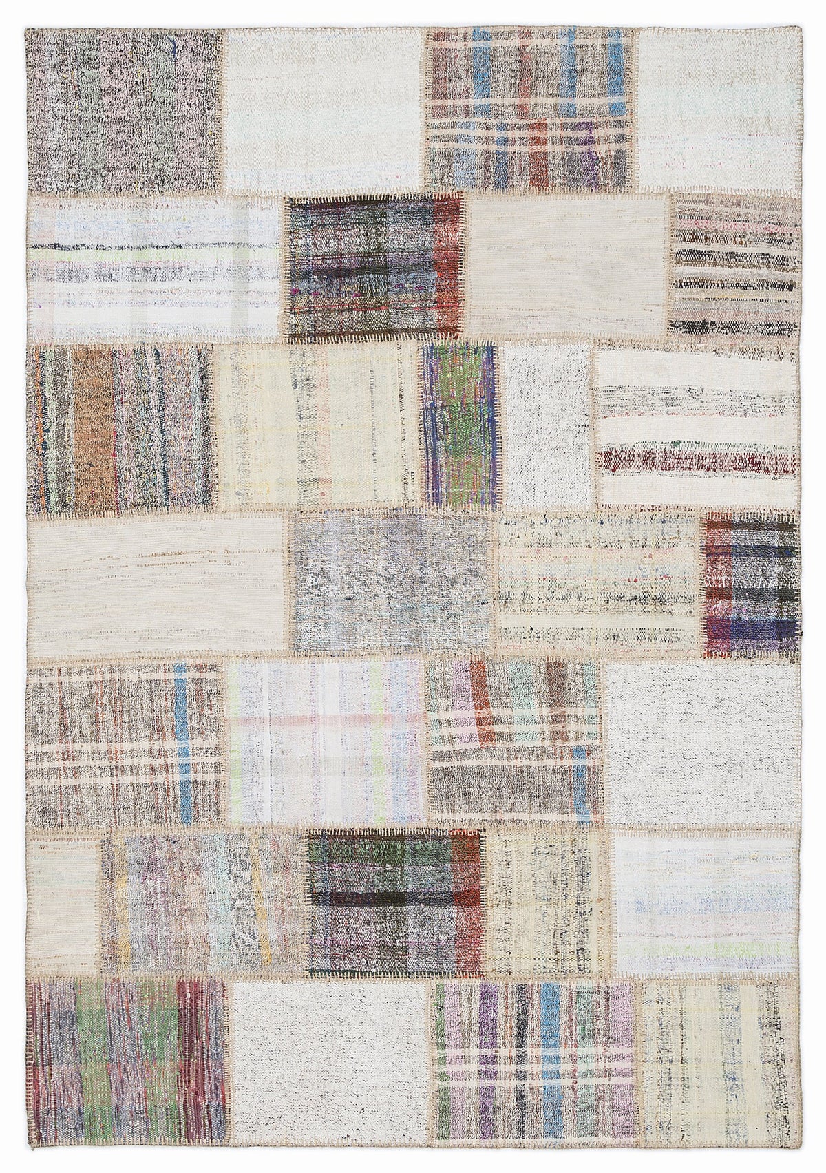 Striped Over Dyed Kilim Patchwork Unique Rug 5&#39;3&#39;&#39; x 7&#39;7&#39;&#39; ft 160 x 230 cm