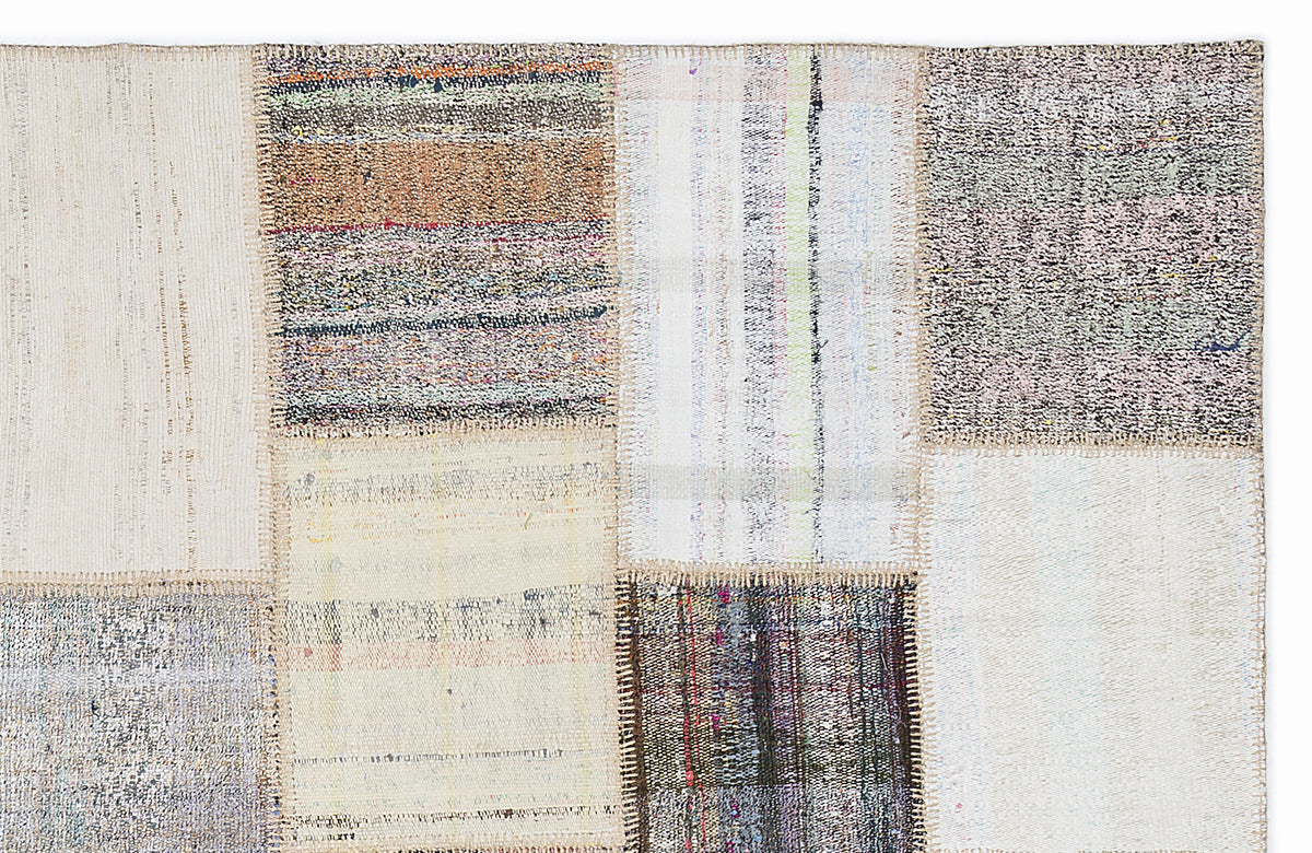 Striped Over Dyed Kilim Patchwork Unique Rug 5&#39;3&#39;&#39; x 7&#39;7&#39;&#39; ft 160 x 230 cm