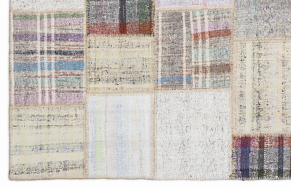 Striped Over Dyed Kilim Patchwork Unique Rug 5&#39;3&#39;&#39; x 7&#39;7&#39;&#39; ft 160 x 230 cm