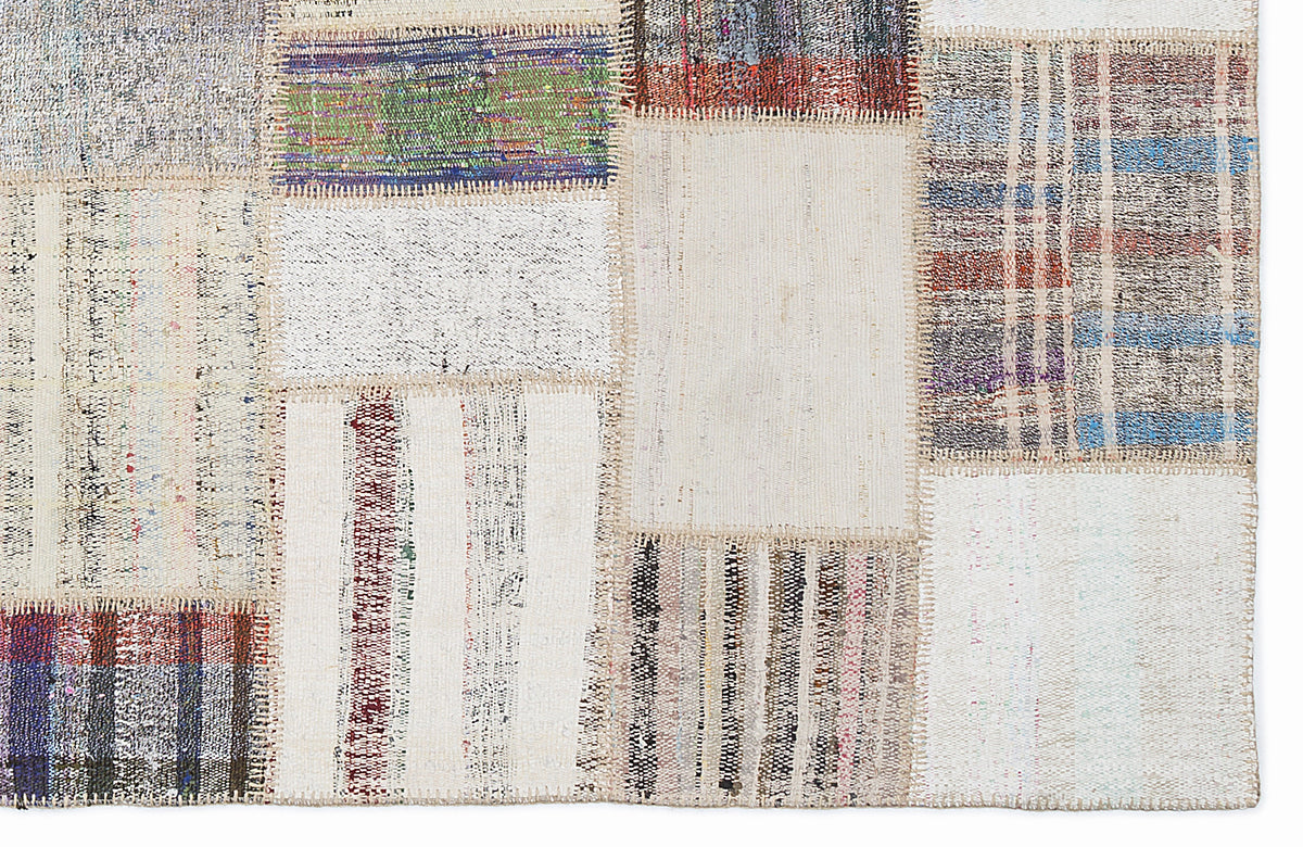 Striped Over Dyed Kilim Patchwork Unique Rug 5&#39;3&#39;&#39; x 7&#39;7&#39;&#39; ft 160 x 230 cm