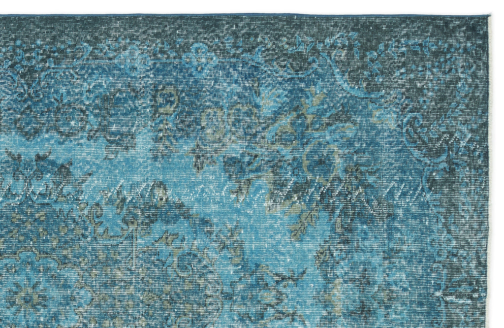 Turquoise  Over Dyed Vintage Rug 5'7'' x 9'4'' ft 169 x 285 cm