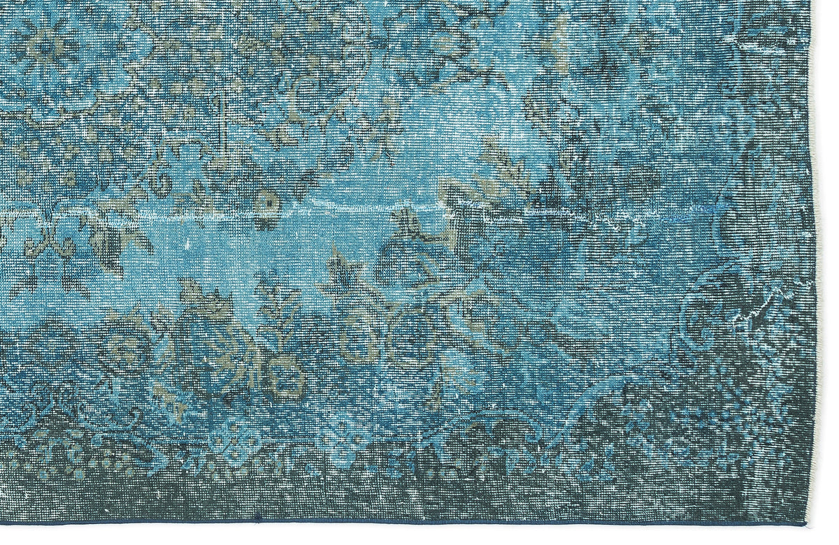 Turquoise  Over Dyed Vintage Rug 5&#39;7&#39;&#39; x 9&#39;4&#39;&#39; ft 169 x 285 cm