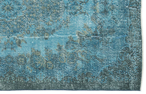 Turquoise  Over Dyed Vintage Rug 5'7'' x 9'4'' ft 169 x 285 cm