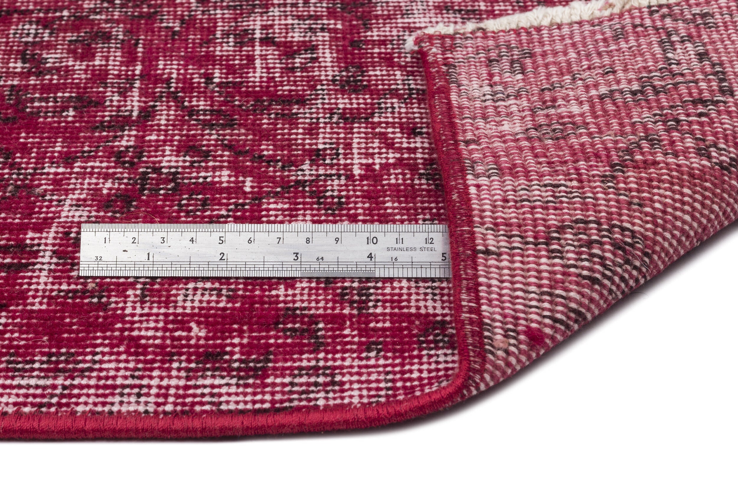 Red Over Dyed Vintage Rug 5'1'' x 8'4'' ft 155 x 254 cm
