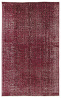 Red Over Dyed Vintage Rug 5'1'' x 8'4'' ft 155 x 254 cm