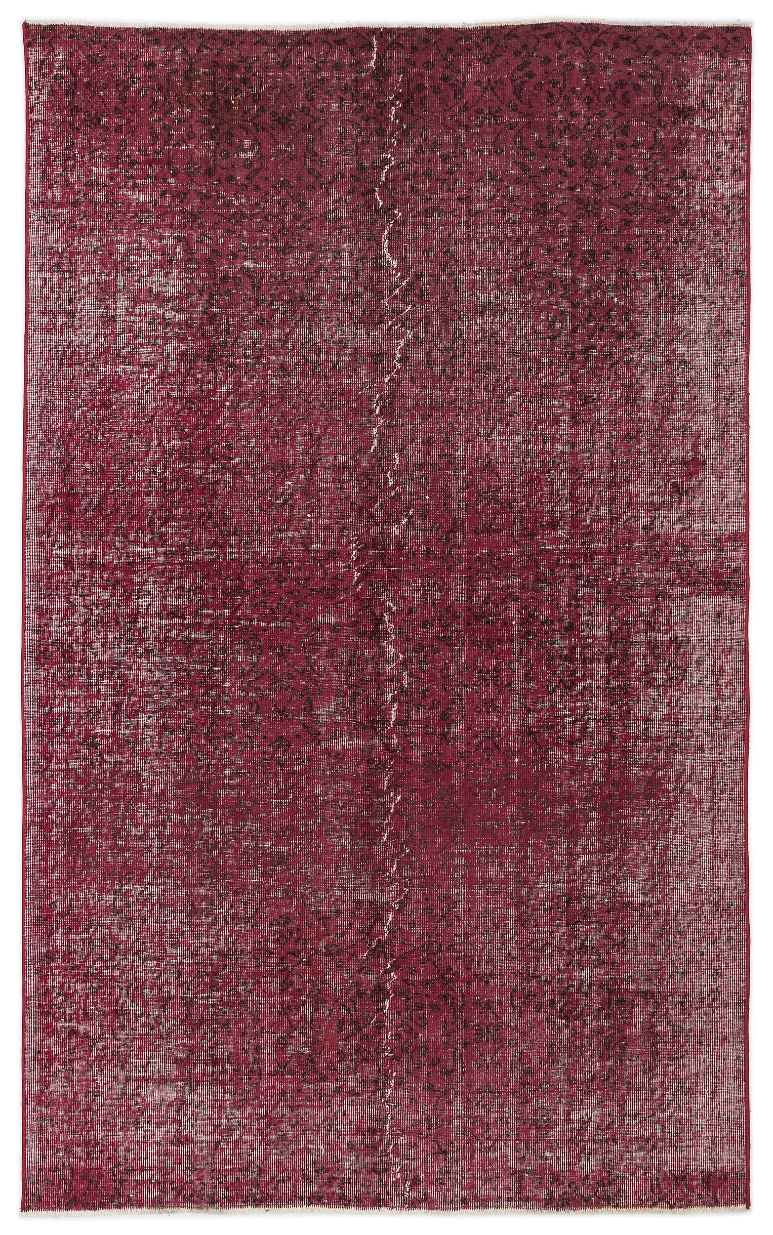 Red Over Dyed Vintage Rug 5'1'' x 8'4'' ft 155 x 254 cm