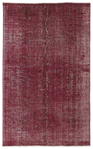 Red Over Dyed Vintage Rug 5'1'' x 8'4'' ft 155 x 254 cm