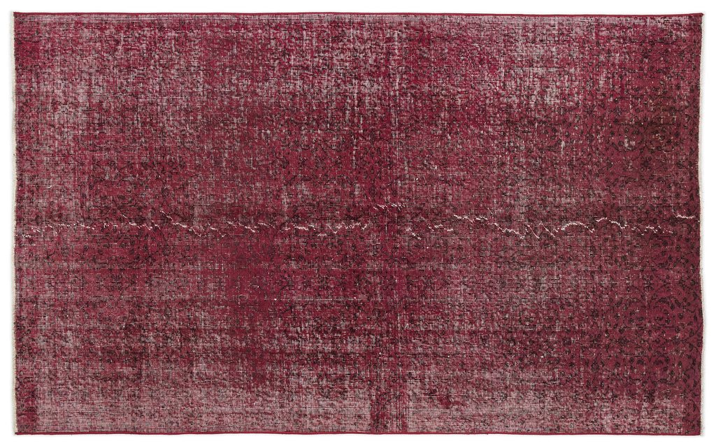 Red Over Dyed Vintage Rug 5'1'' x 8'4'' ft 155 x 254 cm