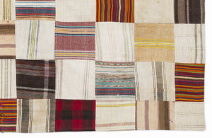 Mixed Over Dyed Kilim Patchwork Unique Rug 5'3'' x 7'7'' ft 160 x 230 cm