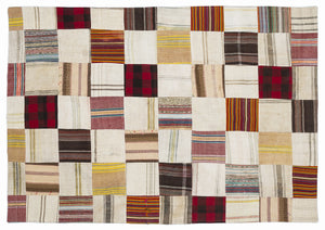 Mixed Over Dyed Kilim Patchwork Unique Rug 5'3'' x 7'7'' ft 160 x 230 cm
