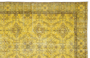 Yellow Over Dyed Vintage Rug 5'0'' x 9'2'' ft 153 x 279 cm