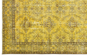 Yellow Over Dyed Vintage Rug 5'0'' x 9'2'' ft 153 x 279 cm