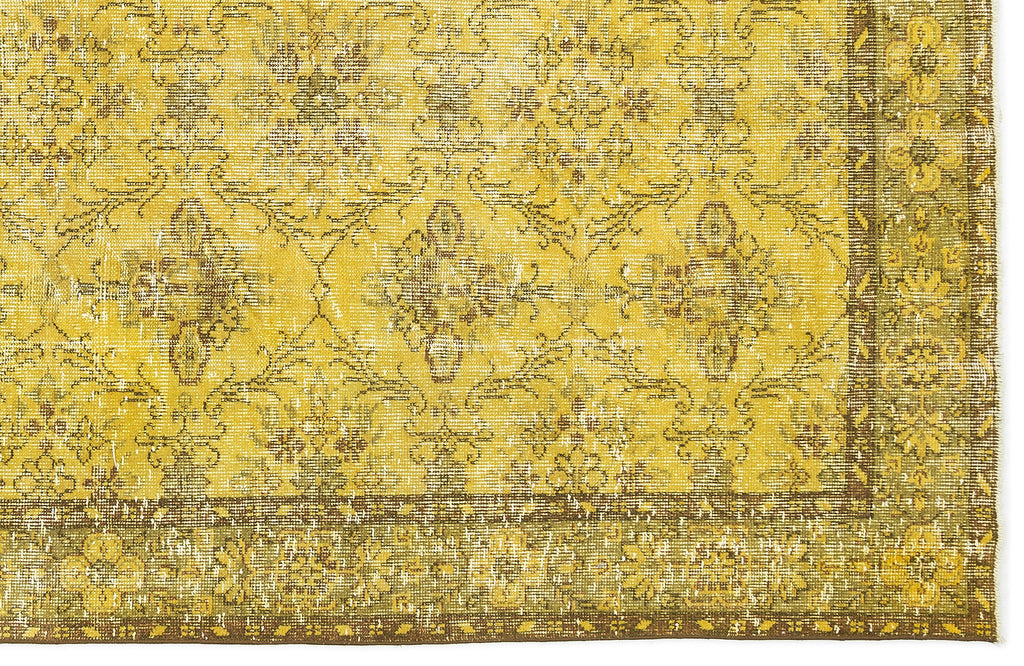 Yellow Over Dyed Vintage Rug 5'0'' x 9'2'' ft 153 x 279 cm