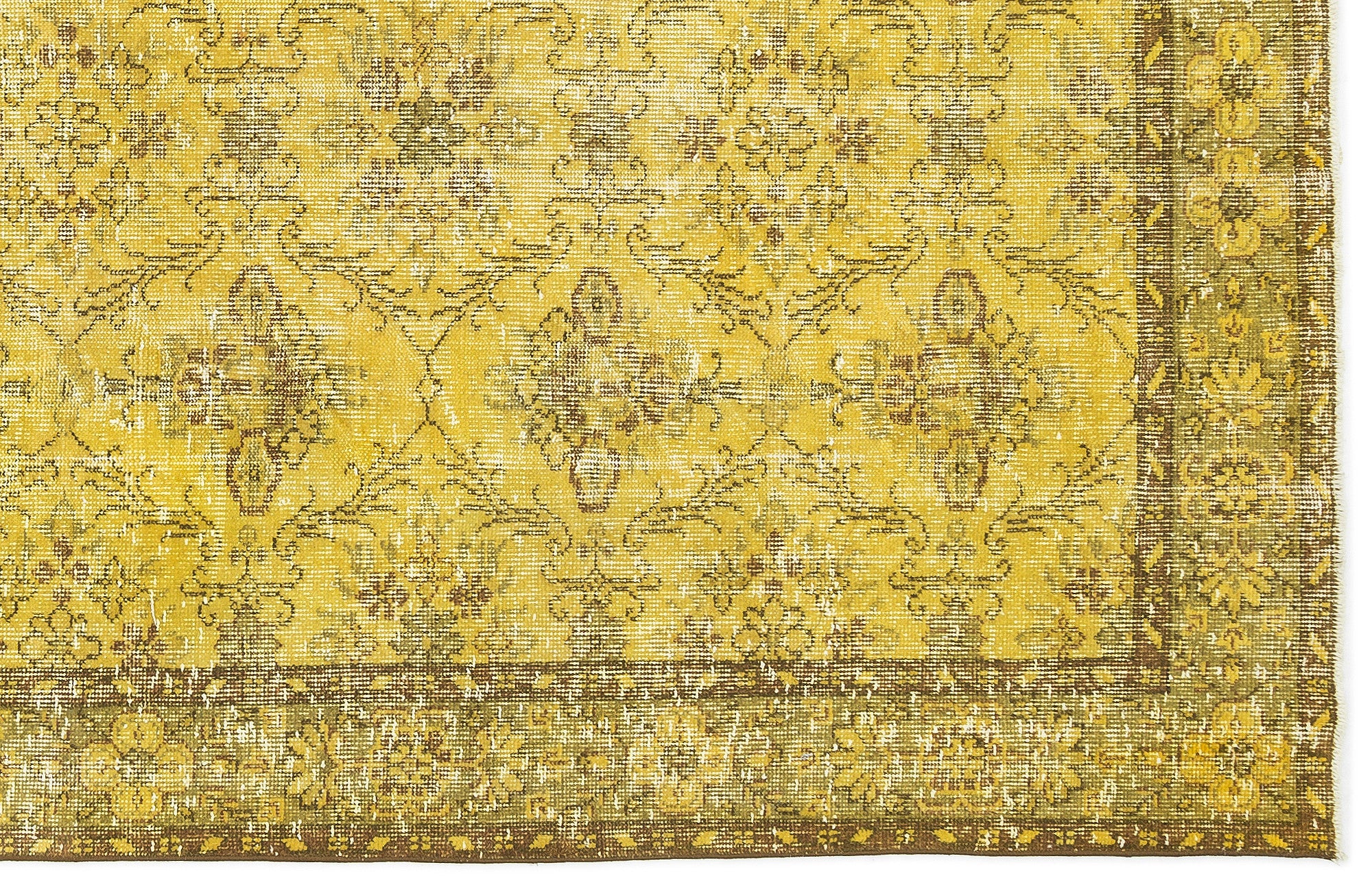 Yellow Over Dyed Vintage Rug 5'0'' x 9'2'' ft 153 x 279 cm