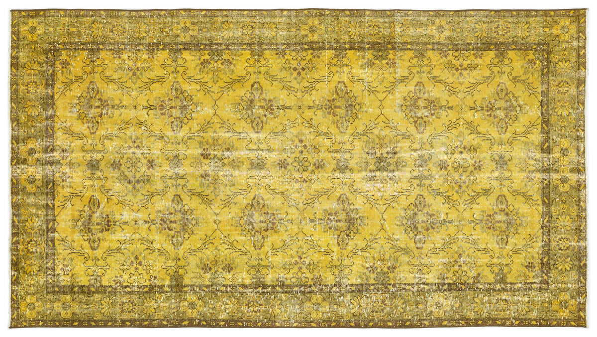 Yellow Over Dyed Vintage Rug 5&#39;0&#39;&#39; x 9&#39;2&#39;&#39; ft 153 x 279 cm