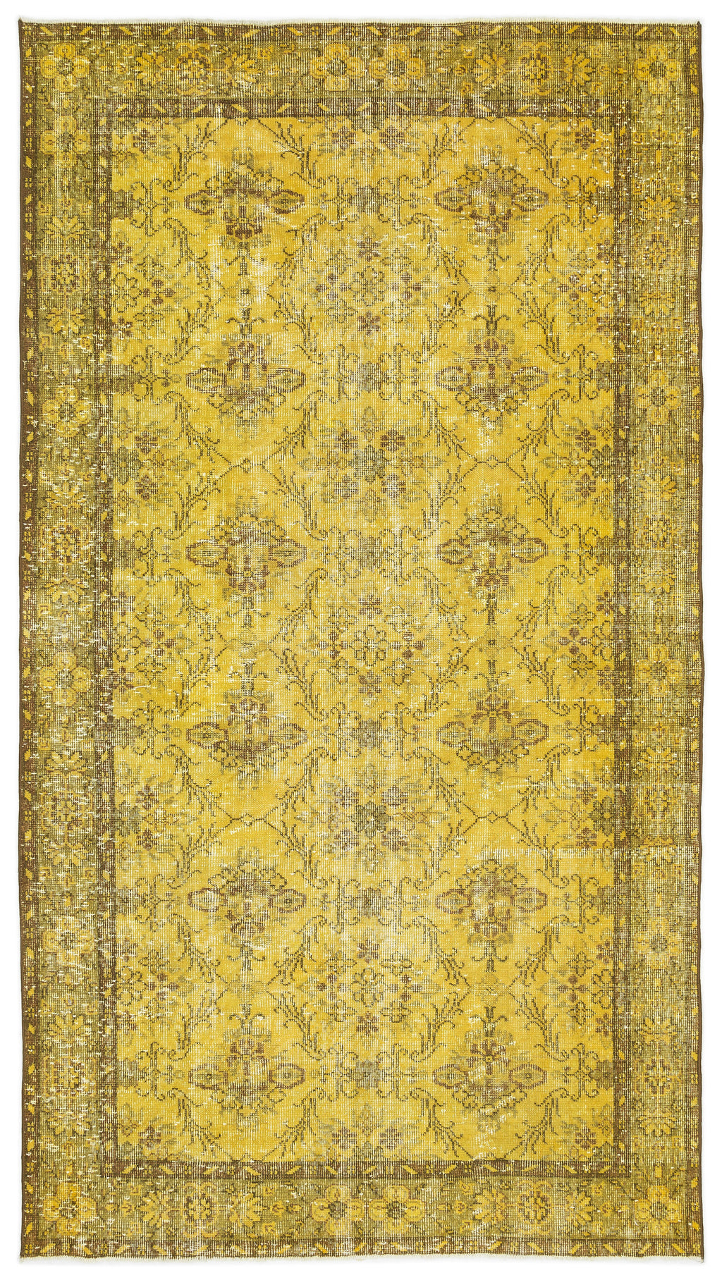 Yellow Over Dyed Vintage Rug 5'0'' x 9'2'' ft 153 x 279 cm