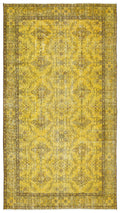 Yellow Over Dyed Vintage Rug 5'0'' x 9'2'' ft 153 x 279 cm