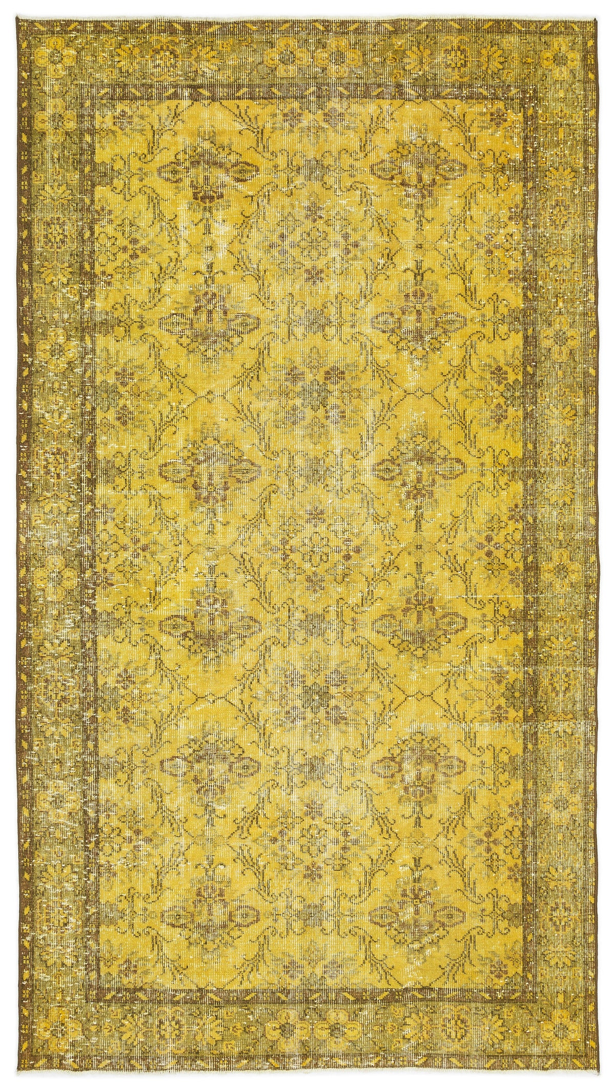 Yellow Over Dyed Vintage Rug 5&#39;0&#39;&#39; x 9&#39;2&#39;&#39; ft 153 x 279 cm
