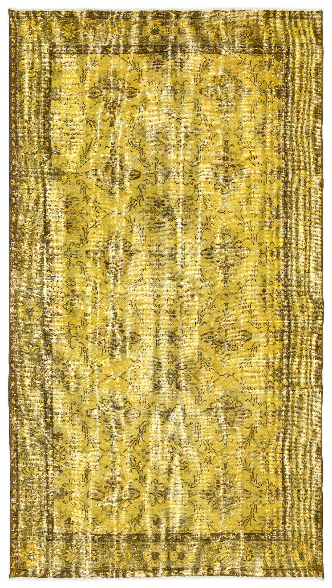 Yellow Over Dyed Vintage Rug 5'0'' x 9'2'' ft 153 x 279 cm