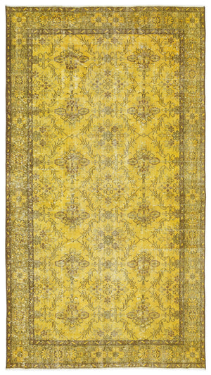 Yellow Over Dyed Vintage Rug 5'0'' x 9'2'' ft 153 x 279 cm