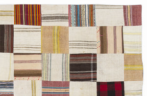 Mixed Over Dyed Kilim Patchwork Unique Rug 5'3'' x 7'7'' ft 160 x 230 cm