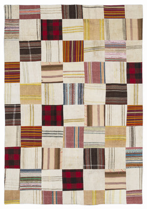 Mixed Over Dyed Kilim Patchwork Unique Rug 5'3'' x 7'7'' ft 160 x 230 cm