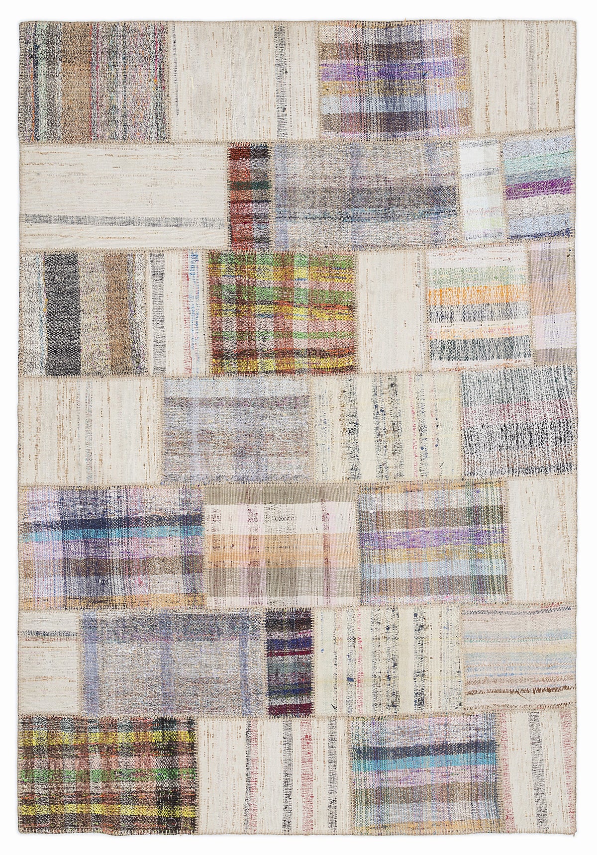 Striped Over Dyed Kilim Patchwork Unique Rug 5&#39;3&#39;&#39; x 7&#39;7&#39;&#39; ft 160 x 230 cm