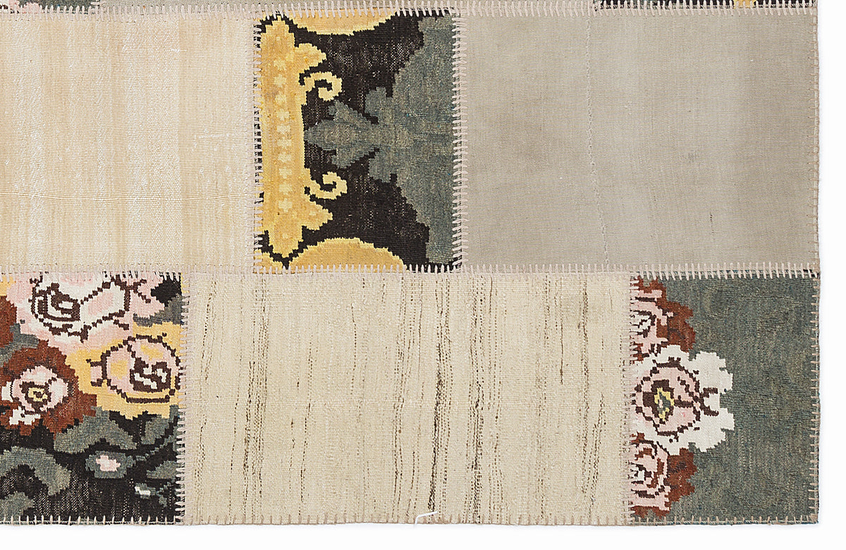 Karabakh Over Dyed Kilim Patchwork Unique Rug 5&#39;3&#39;&#39; x 7&#39;7&#39;&#39; ft 160 x 230 cm