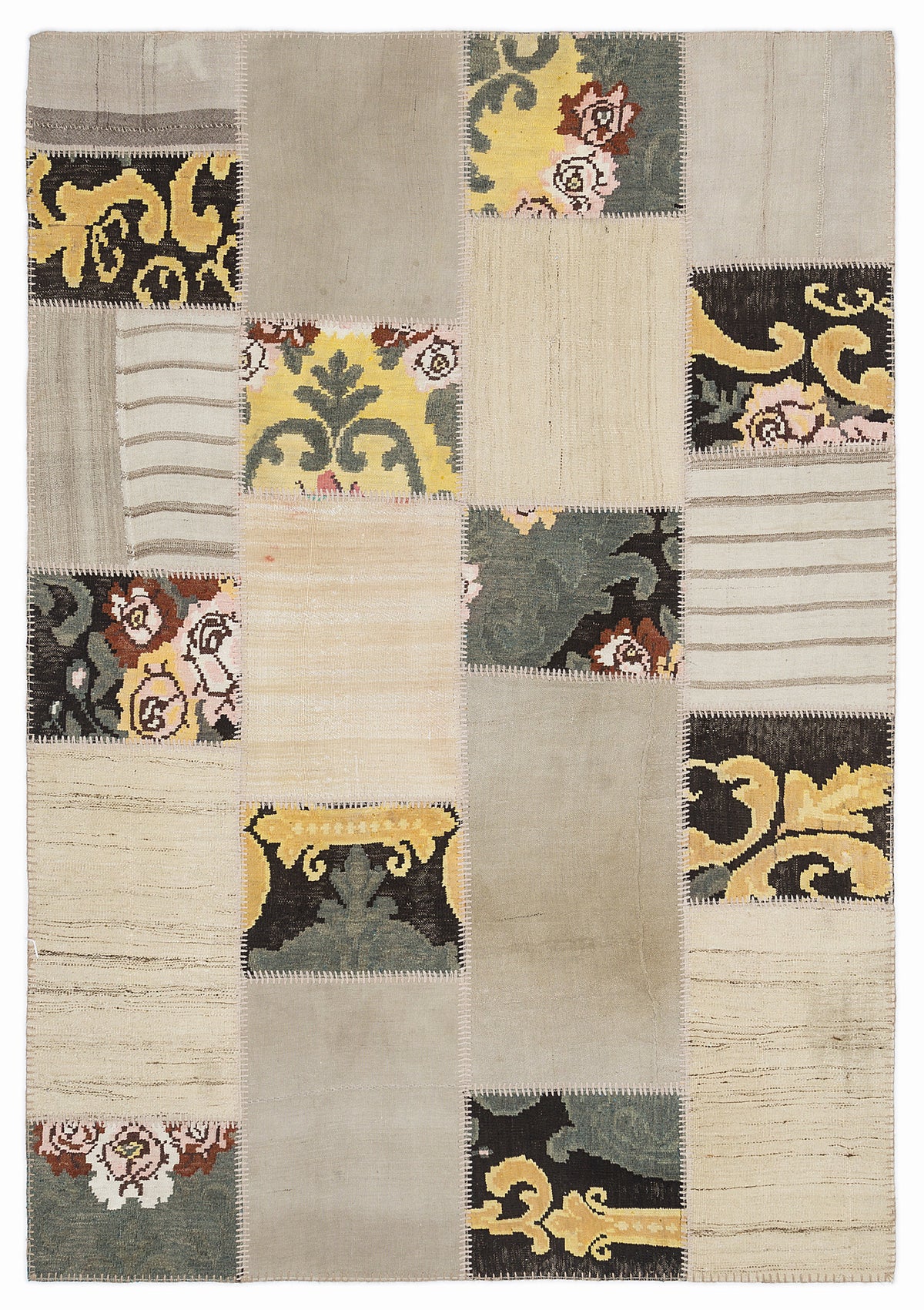 Karabakh Over Dyed Kilim Patchwork Unique Rug 5&#39;3&#39;&#39; x 7&#39;7&#39;&#39; ft 160 x 230 cm