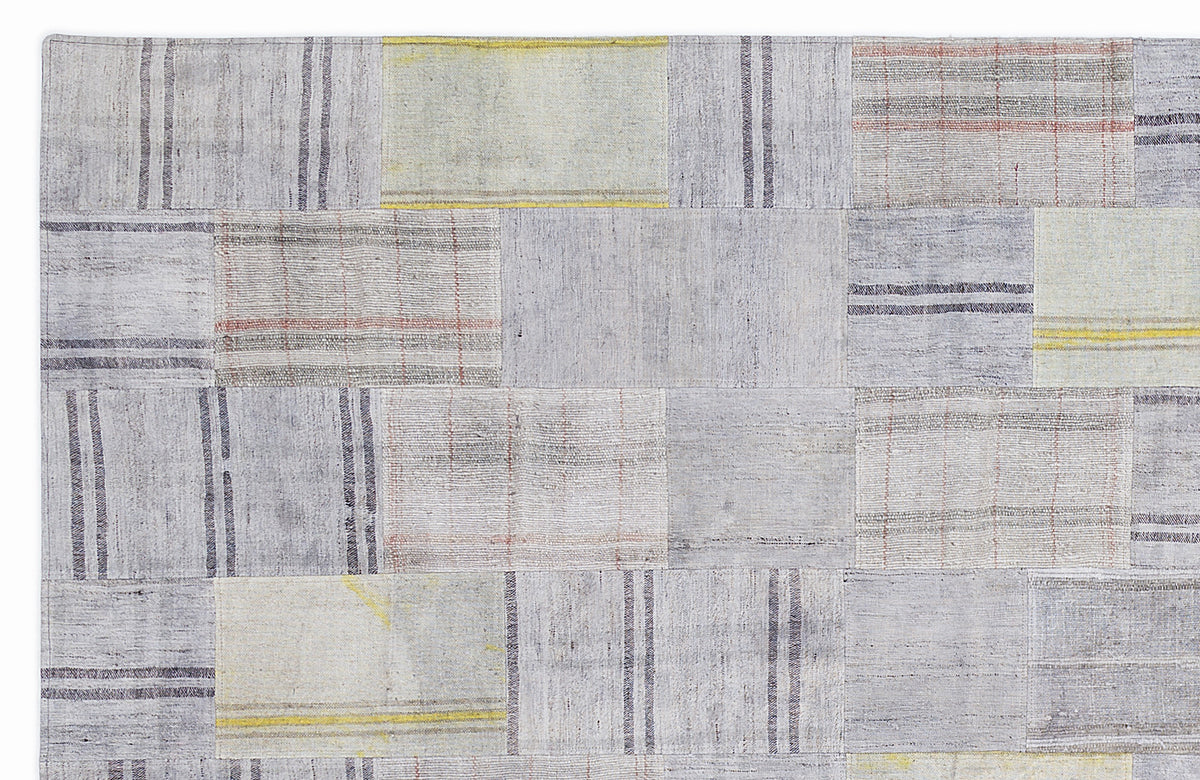 Striped Over Dyed Kilim Patchwork Unique Rug 5&#39;3&#39;&#39; x 7&#39;7&#39;&#39; ft 160 x 230 cm