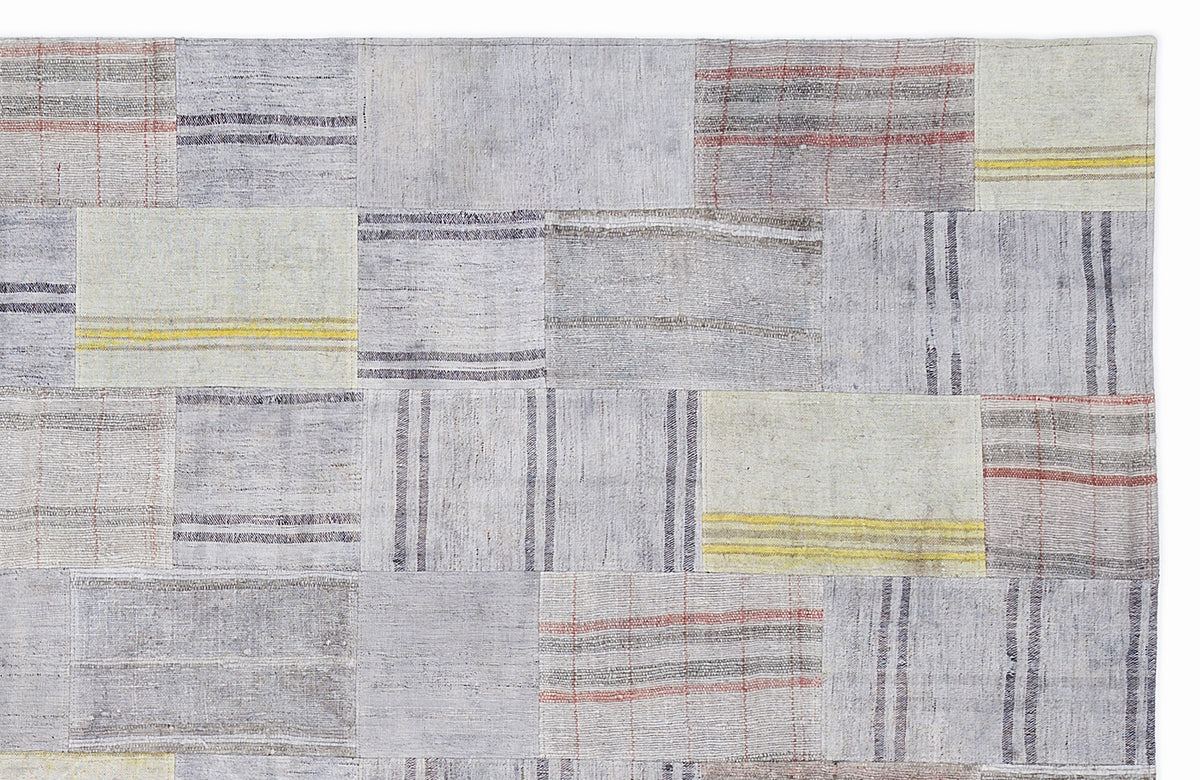 Striped Over Dyed Kilim Patchwork Unique Rug 5&#39;3&#39;&#39; x 7&#39;7&#39;&#39; ft 160 x 230 cm