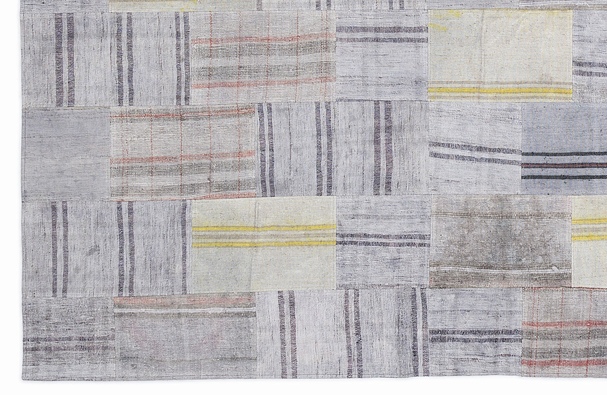 Striped Over Dyed Kilim Patchwork Unique Rug 5&#39;3&#39;&#39; x 7&#39;7&#39;&#39; ft 160 x 230 cm