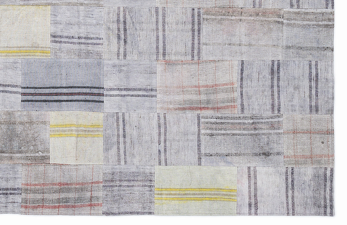 Striped Over Dyed Kilim Patchwork Unique Rug 5&#39;3&#39;&#39; x 7&#39;7&#39;&#39; ft 160 x 230 cm
