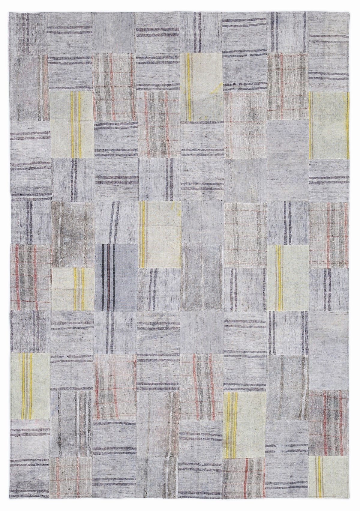 Striped Over Dyed Kilim Patchwork Unique Rug 5&#39;3&#39;&#39; x 7&#39;7&#39;&#39; ft 160 x 230 cm