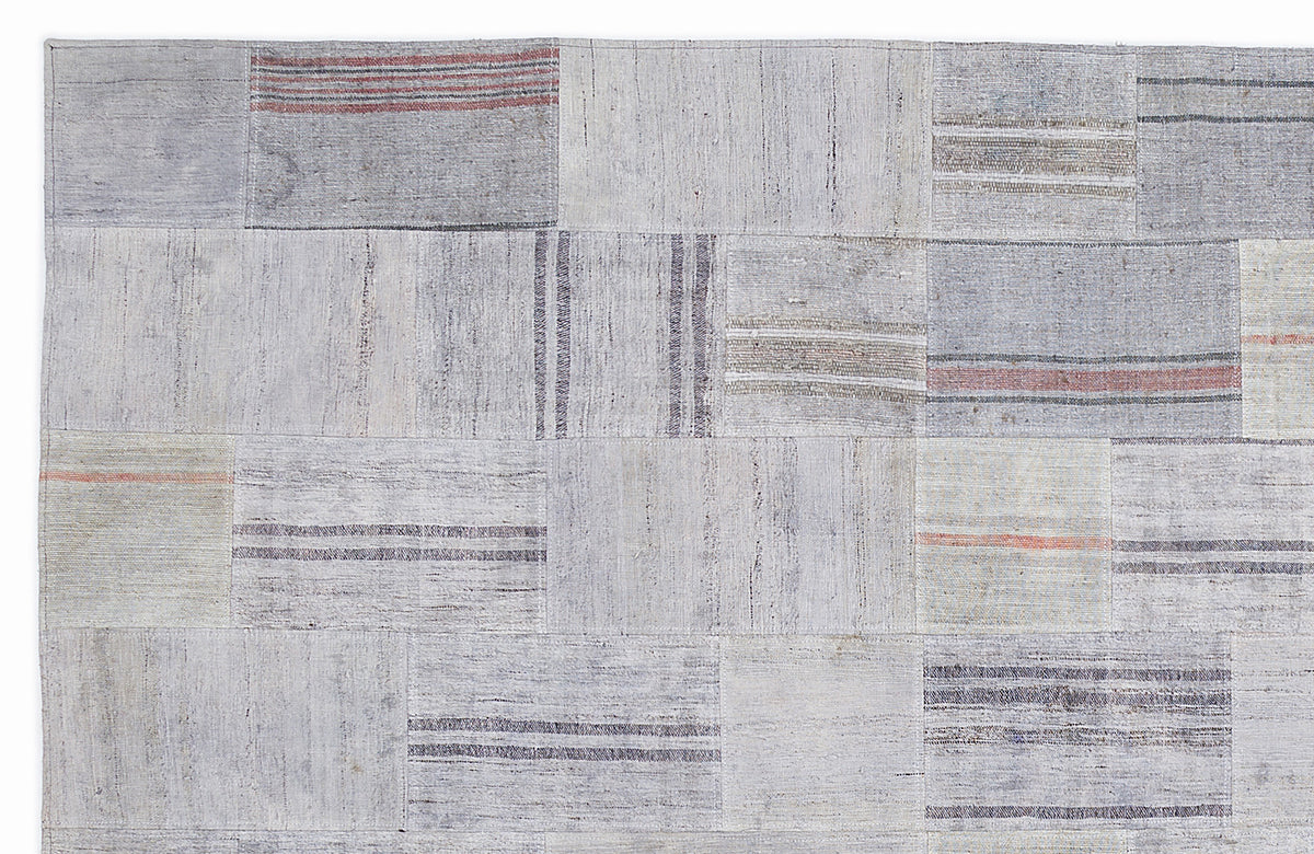 Striped Over Dyed Kilim Patchwork Unique Rug 5&#39;3&#39;&#39; x 7&#39;7&#39;&#39; ft 160 x 230 cm