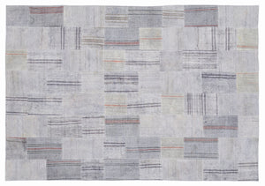 Striped Over Dyed Kilim Patchwork Unique Rug 5'3'' x 7'7'' ft 160 x 230 cm