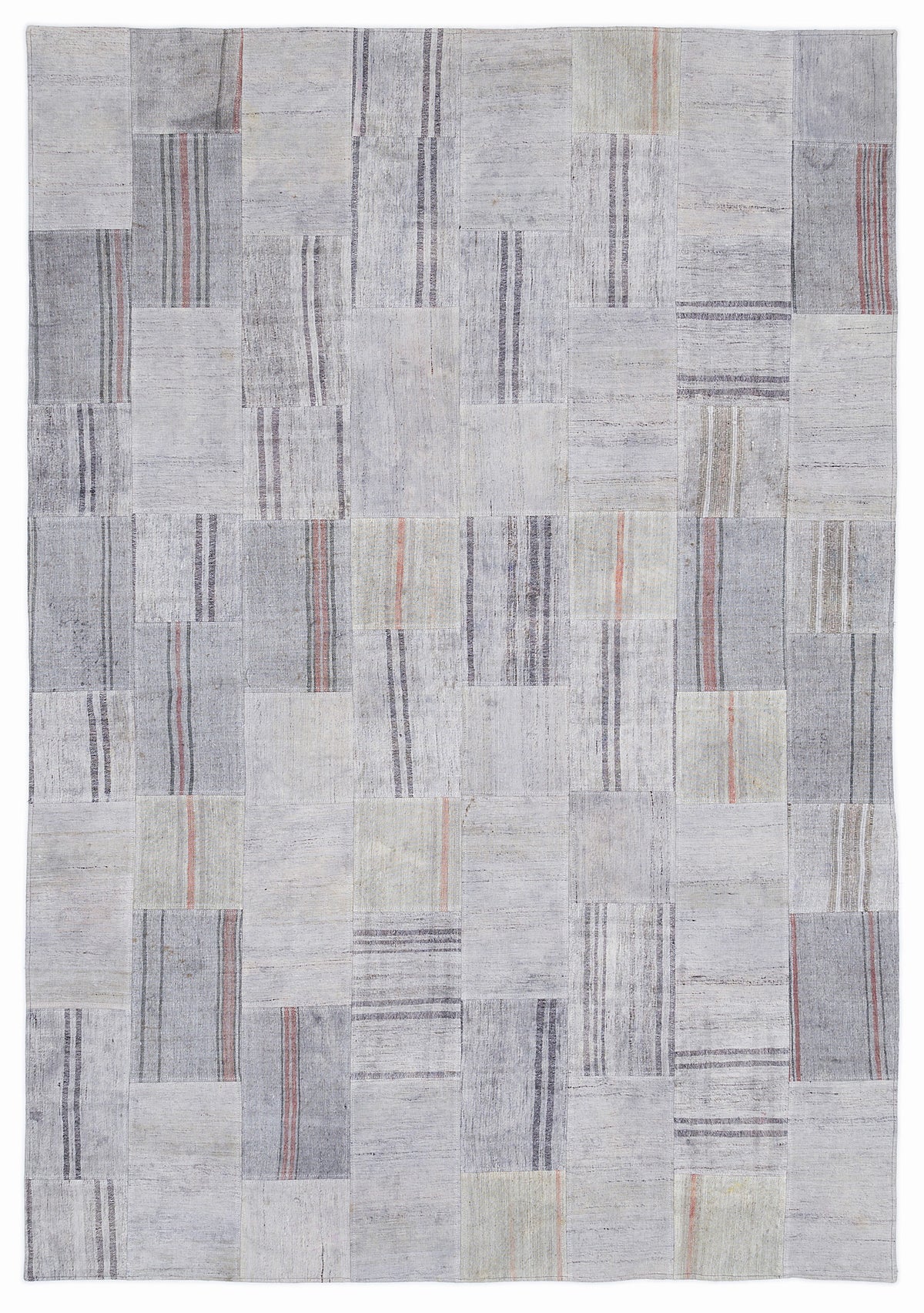 Striped Over Dyed Kilim Patchwork Unique Rug 5&#39;3&#39;&#39; x 7&#39;7&#39;&#39; ft 160 x 230 cm