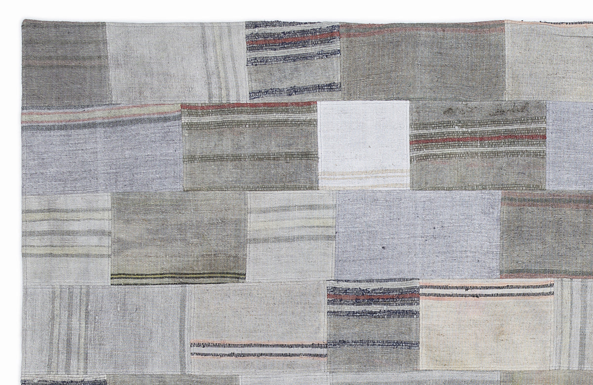 Striped Over Dyed Kilim Patchwork Unique Rug 5&#39;3&#39;&#39; x 7&#39;7&#39;&#39; ft 160 x 230 cm