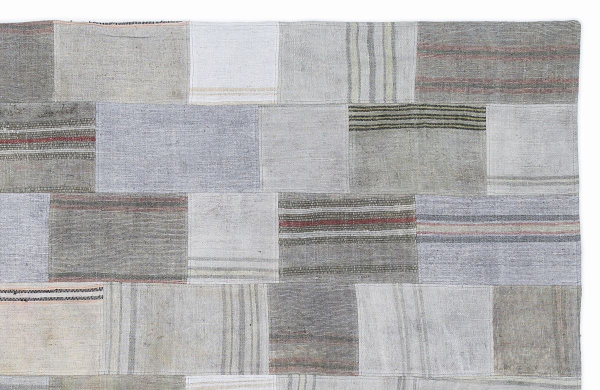 Striped Over Dyed Kilim Patchwork Unique Rug 5&#39;3&#39;&#39; x 7&#39;7&#39;&#39; ft 160 x 230 cm