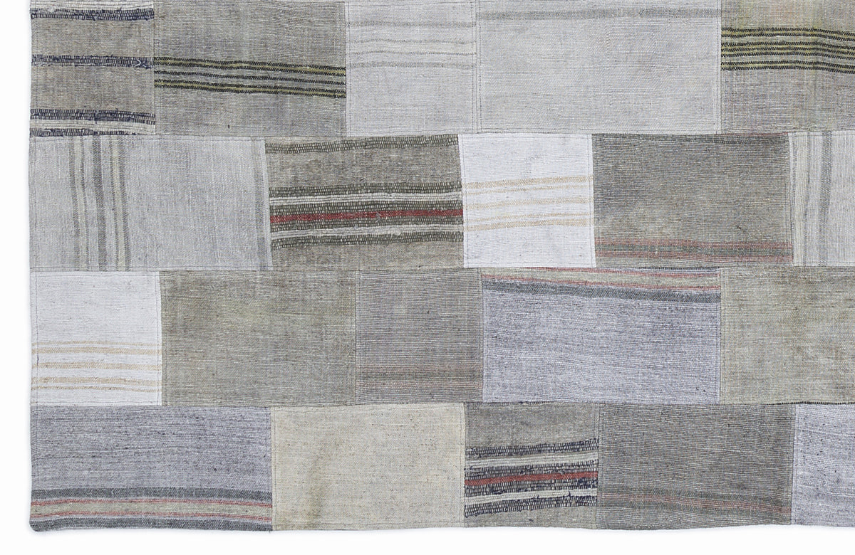 Striped Over Dyed Kilim Patchwork Unique Rug 5&#39;3&#39;&#39; x 7&#39;7&#39;&#39; ft 160 x 230 cm