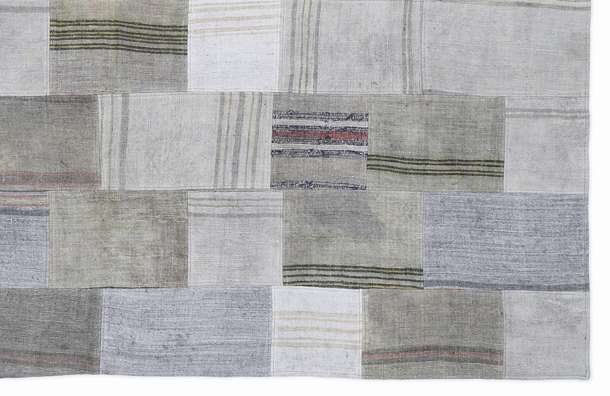 Striped Over Dyed Kilim Patchwork Unique Rug 5&#39;3&#39;&#39; x 7&#39;7&#39;&#39; ft 160 x 230 cm