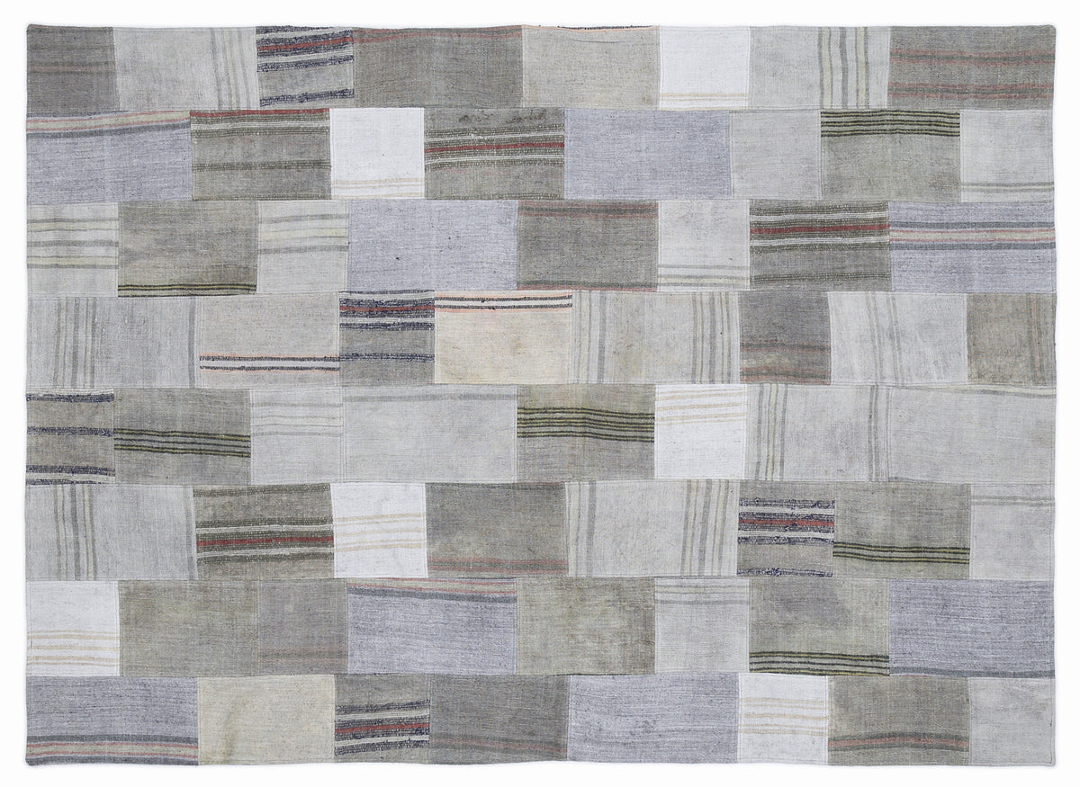 Striped Over Dyed Kilim Patchwork Unique Rug 5&#39;3&#39;&#39; x 7&#39;7&#39;&#39; ft 160 x 230 cm