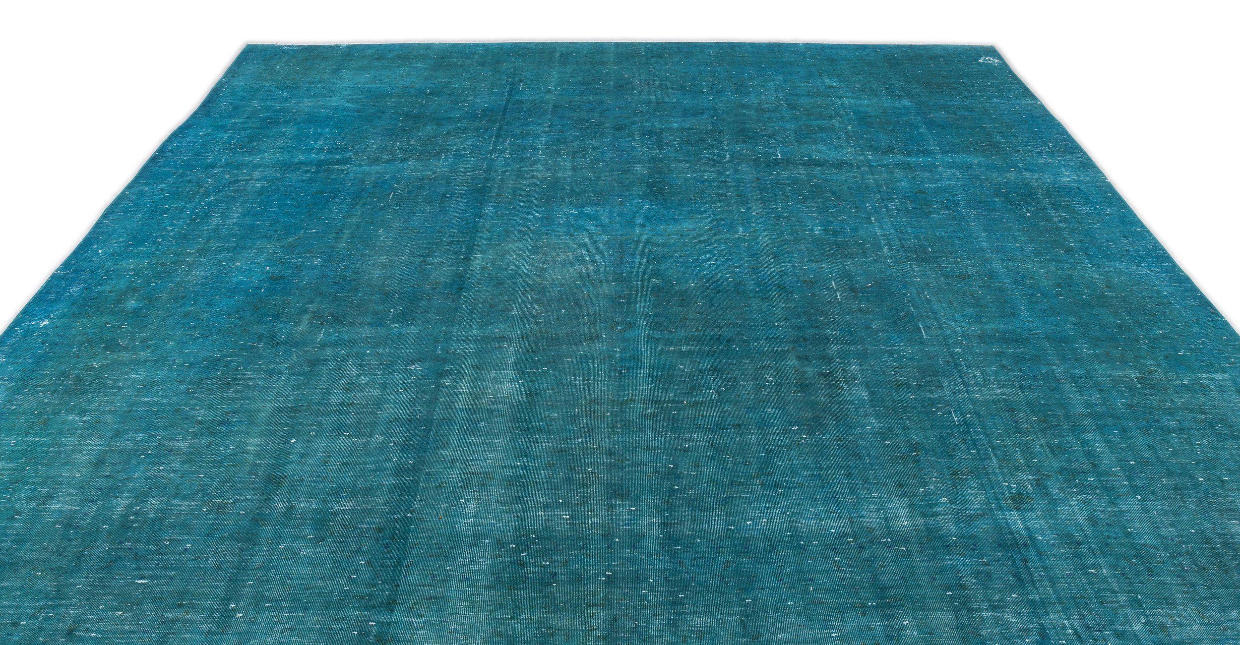 Turquoise  Over Dyed Vintage XLarge Rug 9'6'' x 12'6'' ft 290 x 380 cm