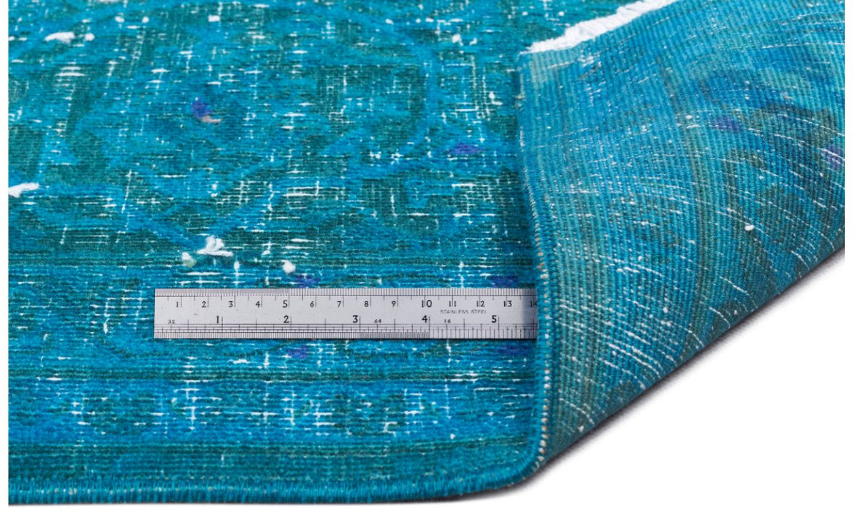 Turquoise Over Dyed Vintage XLarge Rug 9&#39;5&#39;&#39; x 12&#39;3&#39;&#39; ft 286 x 374 cm